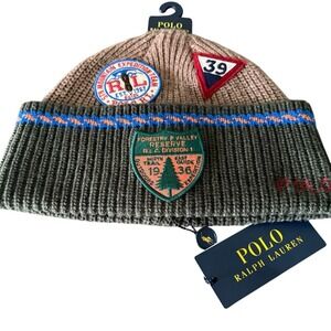 Polo‎ Ralph Lauren Men's Expedition 3 Patch Knit Beanie Cap OS NEW